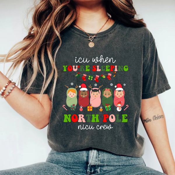 Christmas NICU Nurse Shirt, ICU When You're Sleeping Neonatal ICU Nurse Christmas Shirt