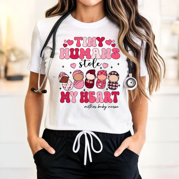 Tiny Humans Stole My Heart Mother Baby Nurse Valentine's Day TShirt
