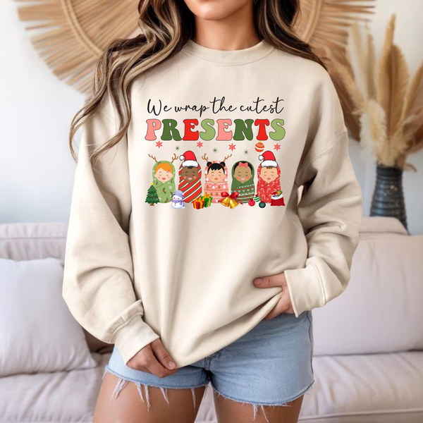 We Wrap the Cutest Presents Shirt, Labor and Delivery Christmas Sweatshirt