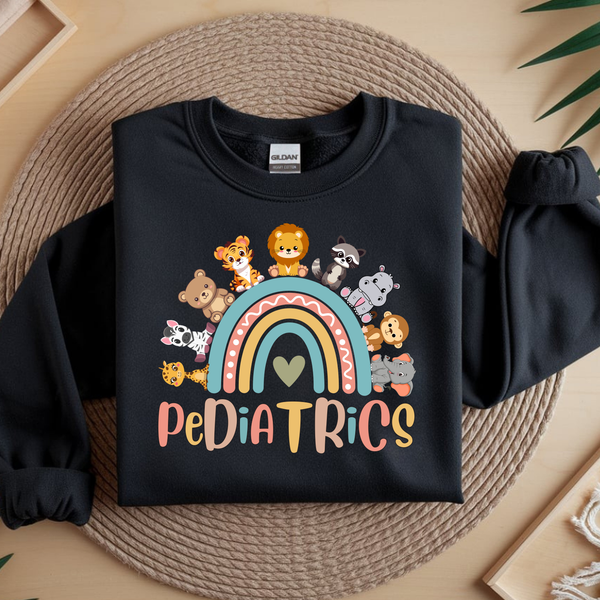 Pediatric Nurse Peds Rn Pediatrician Animals Rainbow Nursing Sweatshirt